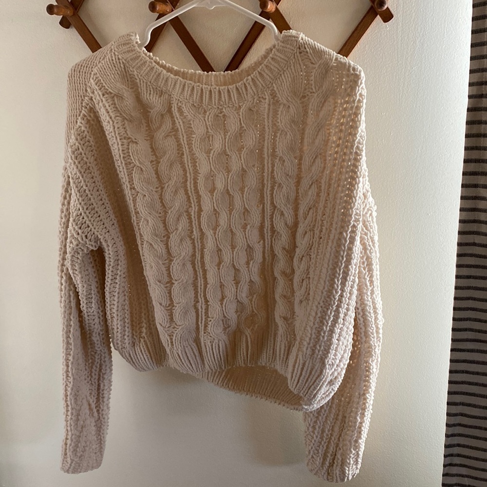 Cream Knit Sweater | Slightly Cropped | Garage | Size Medium
